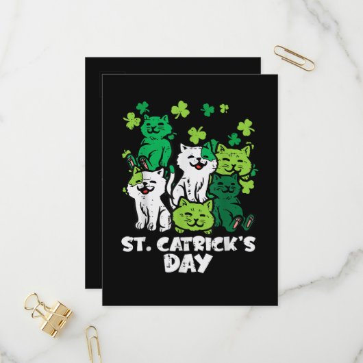 St Patricks Catricks Day Cats Saint Pattys インビテーションポストカード (正面/裏面インサイチュ)