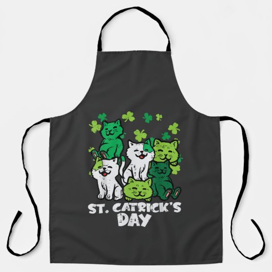 St Patricks Catricks Day Cats Saint Pattys エプロン (正面)