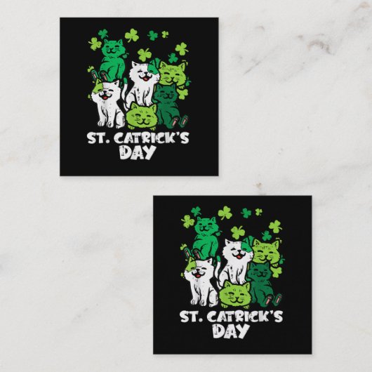 St Patricks Catricks Day Cats Saint Pattys エンクロージャーカード (正面/裏面)