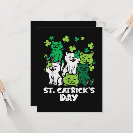 St Patricks Catricks Day Cats Saint Pattys カード (正面/裏面インサイチュ)