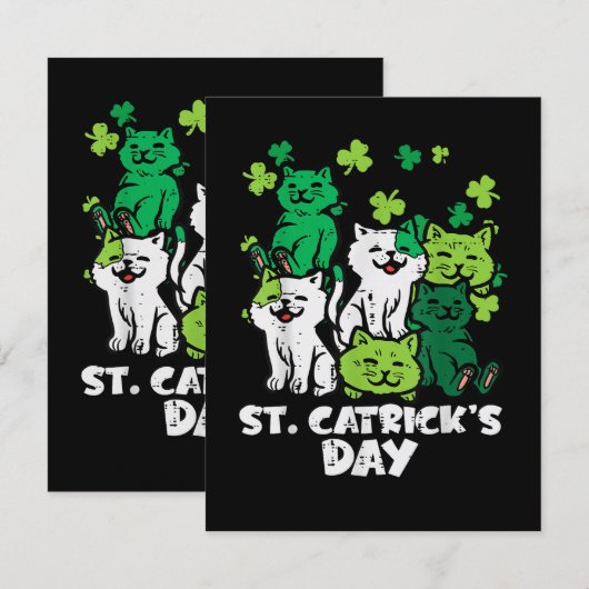 St Patricks Catricks Day Cats Saint Pattys カード (正面/裏面)