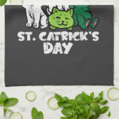 St Patricks Catricks Day Cats Saint Pattys キッチンタオル (折り畳み)
