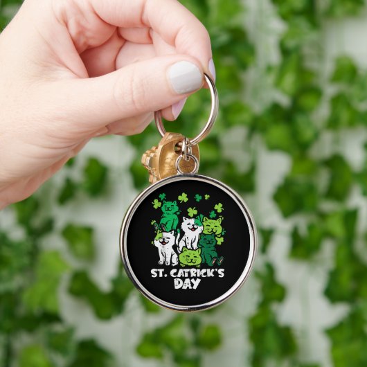 St Patricks Catricks Day Cats Saint Pattys キーホルダー (手)