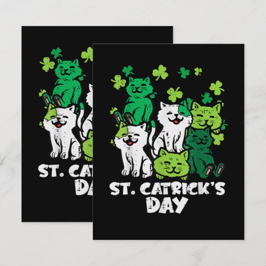 St Patricks Catricks Day Cats Saint Pattys サンキューカード (正面/裏面)