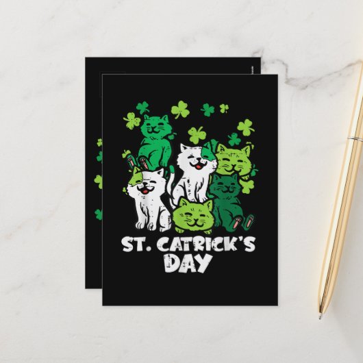 St Patricks Catricks Day Cats Saint Pattys シーズンポストカード (正面/裏面インサイチュ)