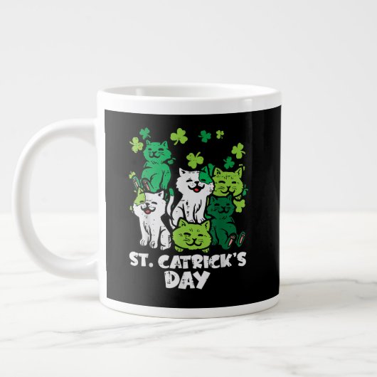 St Patricks Catricks Day Cats Saint Pattys ジャンボコーヒーマグカップ (左)