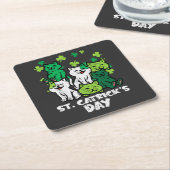 St Patricks Catricks Day Cats Saint Pattys スクエアペーパーコースター (アングル)