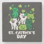St Patricks Catricks Day Cats Saint Pattys ストーンコースター (正面)