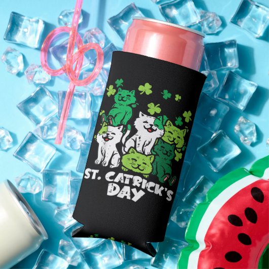 St Patricks Catricks Day Cats Saint Pattys スリム缶クーラー (インサイチュ 夏)