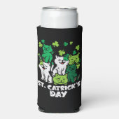 St Patricks Catricks Day Cats Saint Pattys スリム缶クーラー (Seltzer正面)