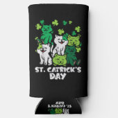 St Patricks Catricks Day Cats Saint Pattys スリム缶クーラー (裏面)