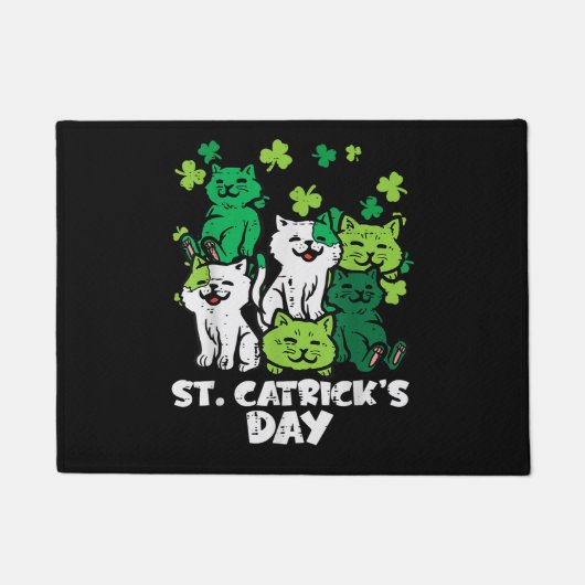 St Patricks Catricks Day Cats Saint Pattys ドアマット (正面)