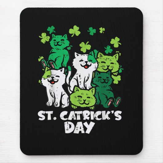 St Patricks Catricks Day Cats Saint Pattys マウスパッド (正面)