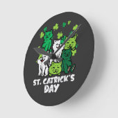St Patricks Catricks Day Cats Saint Pattys ラウンド壁時計 (傾斜)