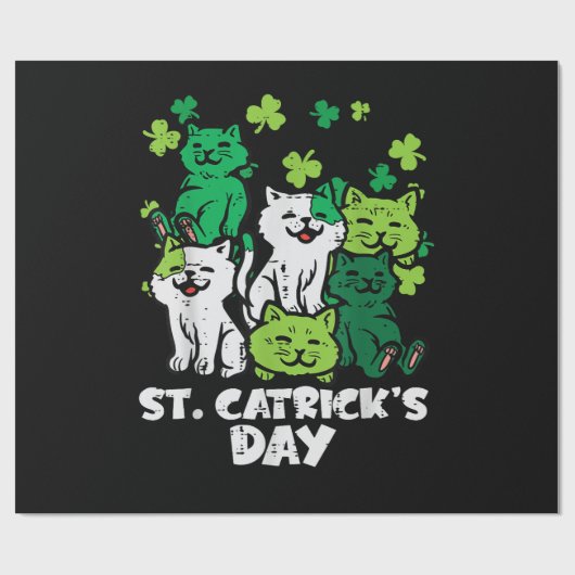 St Patricks Catricks Day Cats Saint Pattys ラッピングペーパー (フラット)