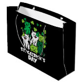 St Patricks Catricks Day Cats Saint Pattys ラージペーパーバッグ (裏面アングル)