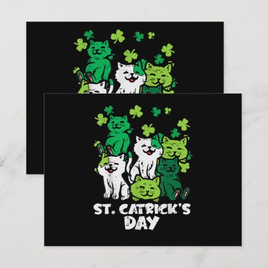 St Patricks Catricks Day Cats Saint Pattys 招待状 (正面/裏面)