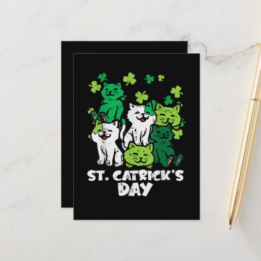 St Patricks Catricks Day Cats Saint Pattys 案内ポストカード (正面/裏面インサイチュ)