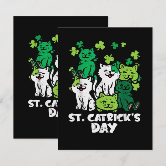 St Patricks Catricks Day Cats Saint Pattys 案内状 (正面/裏面)