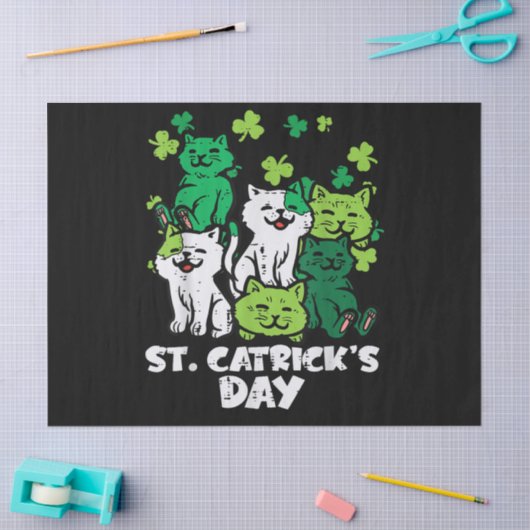 St Patricks Catricks Day Cats Saint Pattys 薄葉紙 (クラフト)