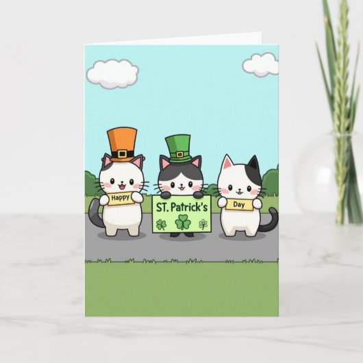 St Patricks Cats Happy Day Card カード (正面)
