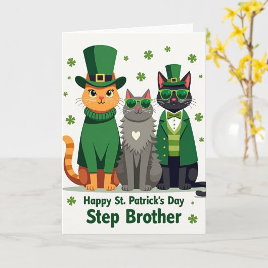 St Patricks Cats Step Brother Card カード (黄色い花)