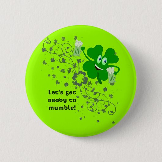 St patricks dayおもしろいなボタン 缶バッジ (正面)
