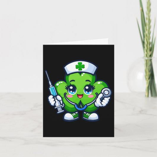 st patricks dayおもしろいシャムロックナース聴診器S カード (正面)