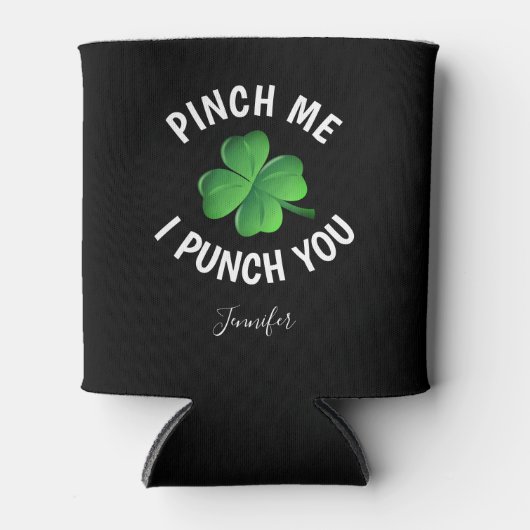 st patricks dayおもしろいシャムロパーソナライズされたック名 缶クーラー (正面)