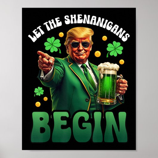 st patricks dayおもしろいトランプはシーナニガンを解放 ポスター (正面)
