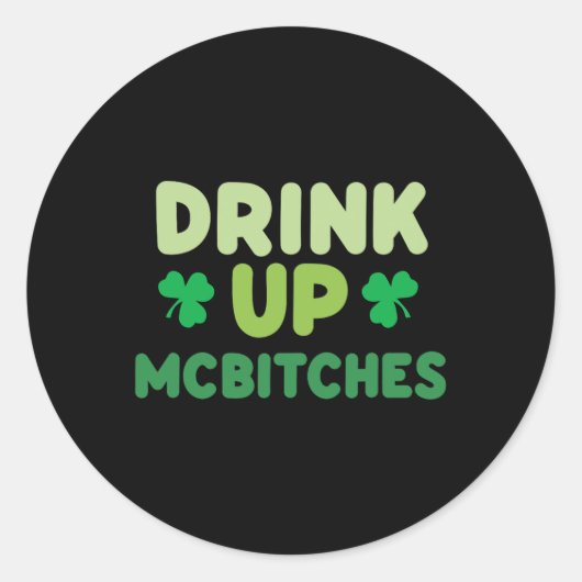 st patricks dayおもしろいドリンクMcesアイリッシュグリーンCl ラウンドシール (正面)