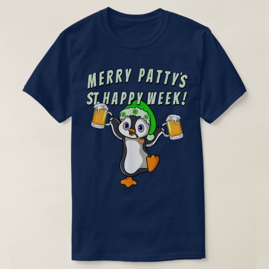st patricks dayおもしろいパーティーペンギン飲料 tシャツ (デザイン正面)