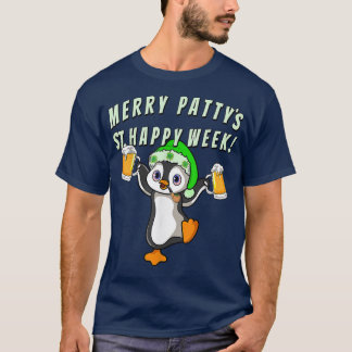 st patricks dayおもしろいパーティーペンギン飲料 tシャツ