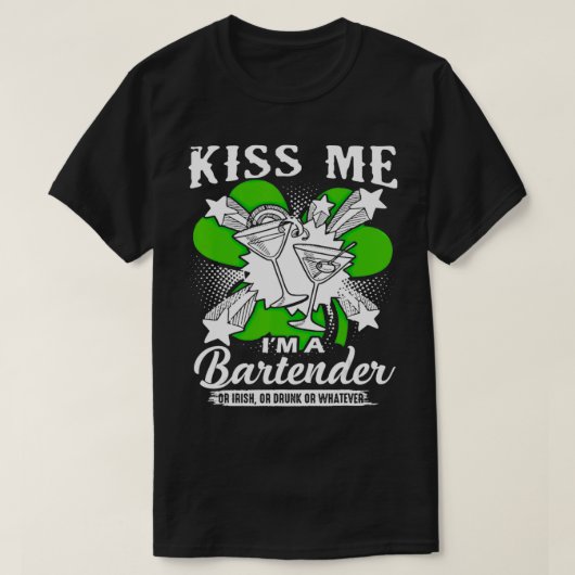 st patricks dayおもしろいメンズキス私はバーテンダー tシャツ (デザイン正面)