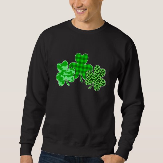 st patricks dayおもしろいレオパード迷彩模写社 スウェットシャツ (正面)