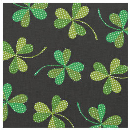 St patricks dayかわいいシャムロックパターングリーンブラック ファブリック