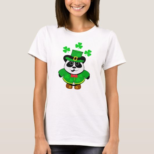 St patricks dayかわいいパンダベア tシャツ (正面)