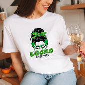 St patricks dayかわいいママの顔レトロラッキーママ tシャツ