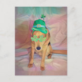 St patricks dayかわいおもしろいアイルランドのヒップスター犬 ポストカード (正面)