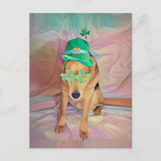 St patricks dayかわいおもしろいアイルランドのヒップスター犬 ポストカード (正面)