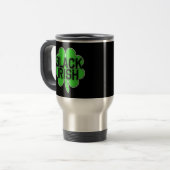 St patricks dayのための大きいシャムロックを持つ黒のアイルランド語 トラベルマグ (正面左)