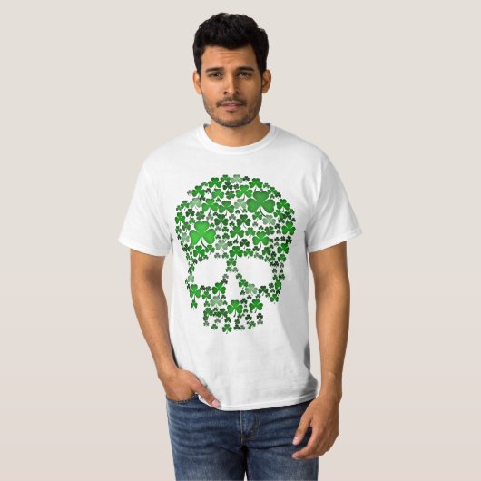 St patricks dayのシャムロックのスカル tシャツ (正面フル)