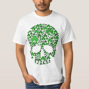 St patricks dayのシャムロックのスカル tシャツ