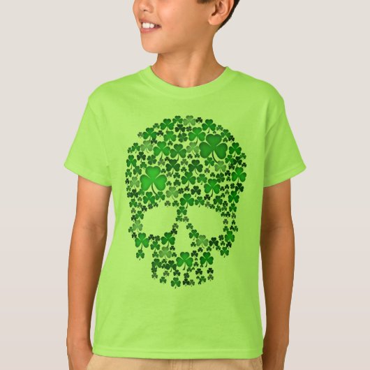 St patricks dayのシャムロックのスカル tシャツ (正面)
