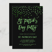 St patricks dayのパーティー|のモダンな緑および黒い 招待状 (正面/裏面)