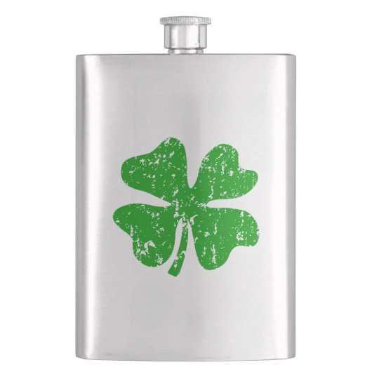 St patricks dayのフラスコ|の緑のシャムロックのクローバー フラスク (正面)
