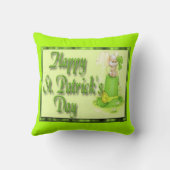 St patricks dayのマウスの帽子のクローバー クッション (裏面)
