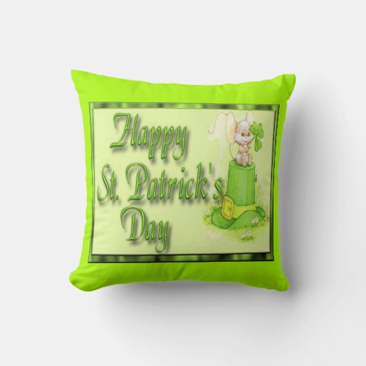 St patricks dayのマウスの帽子のクローバー クッション (正面)
