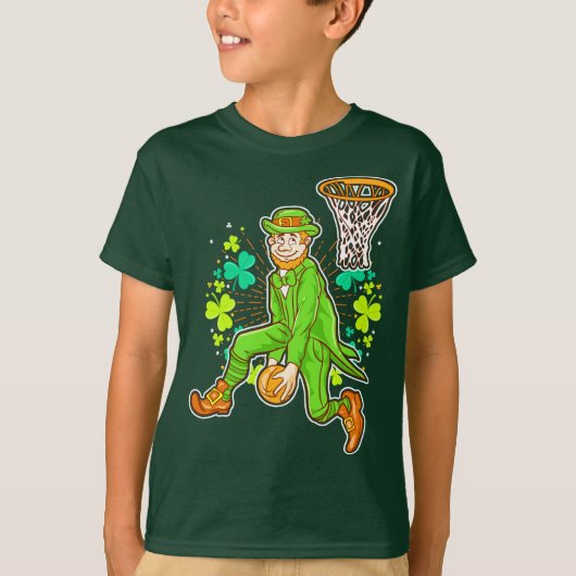 St patricks dayの小妖精のバスケットボールのダンク tシャツ (正面)