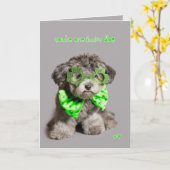 St patricks dayの幸運な犬 カード (黄色い花)